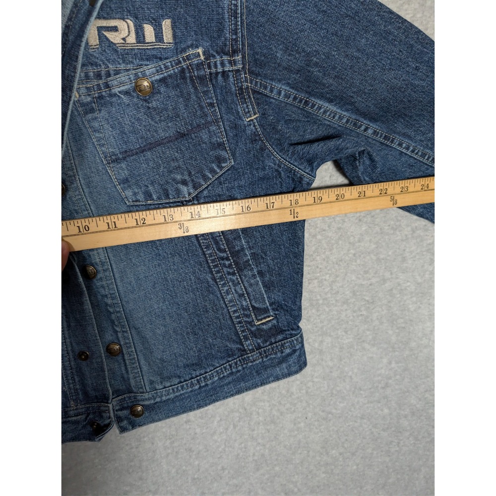 Rocawear Y2K Denim Jacket Womens Small Distressed Trucker Cropped Hip Hop - Picture 7 of 13